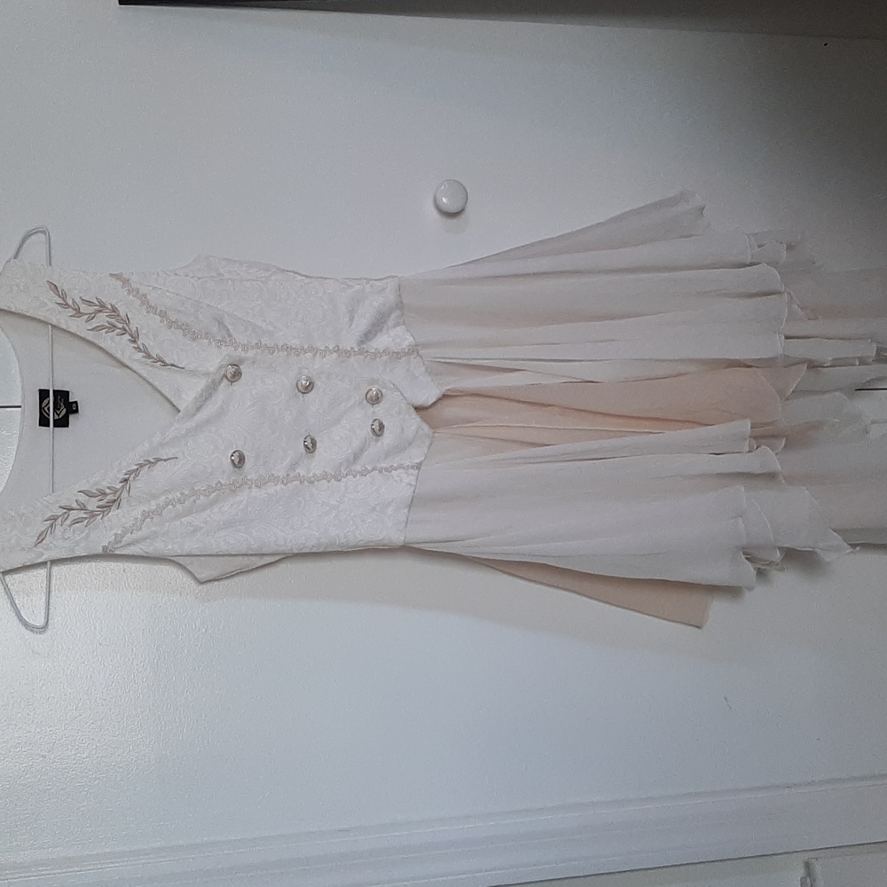 Mr Zeki XS Lolita fashion vest lace up back white cream beige